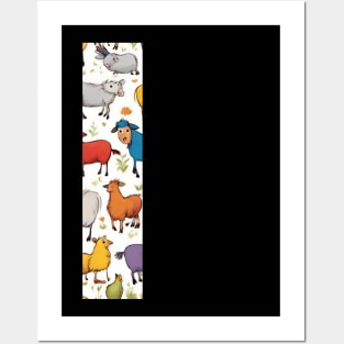 A pattern of farm animals filling the letter i Posters and Art